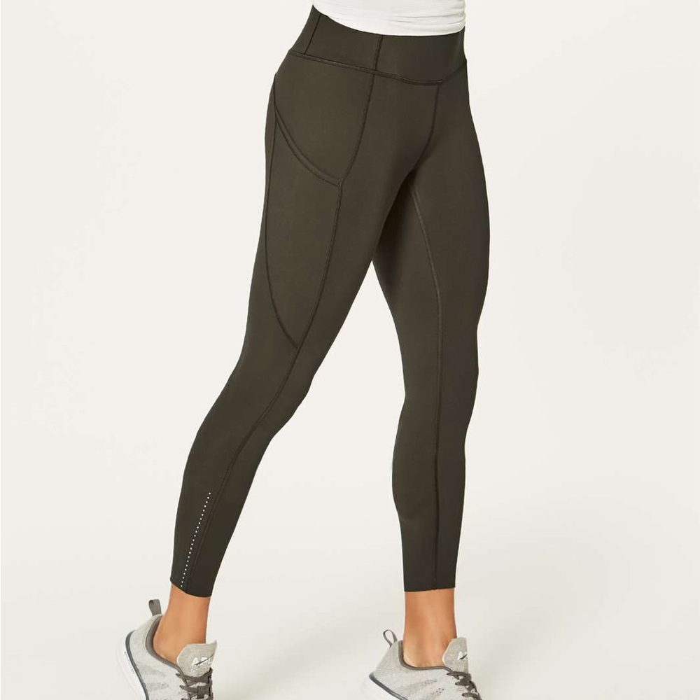 Lululemon Fast & Free Leggings Dark Olive - 25"